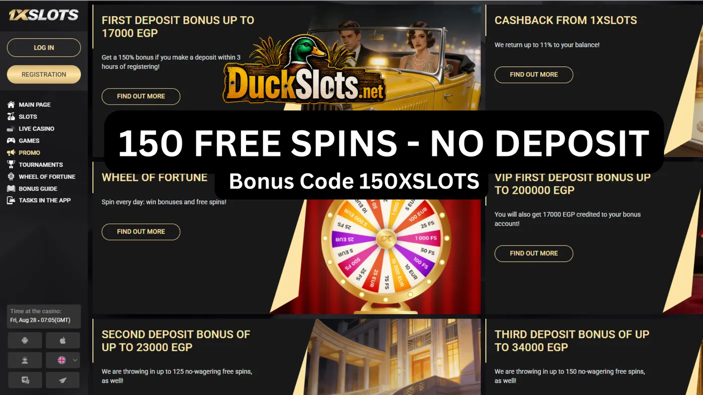 1xSlots casino bonus and free spins page