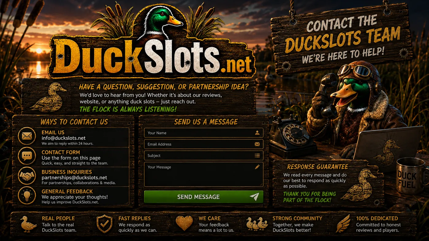 Contact page for DuckSlots