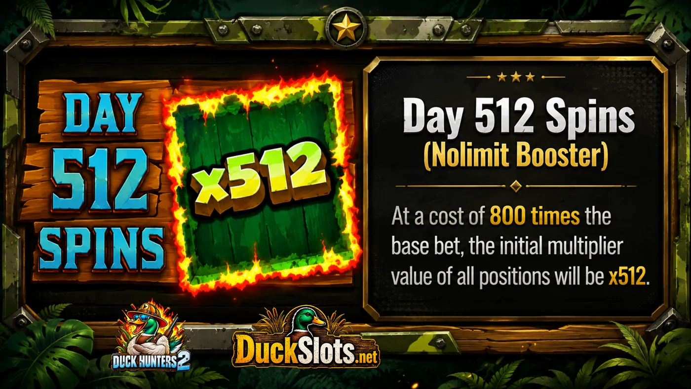 Duck Hunters 2 slot by Nolimit City — Day 512 Spins booster