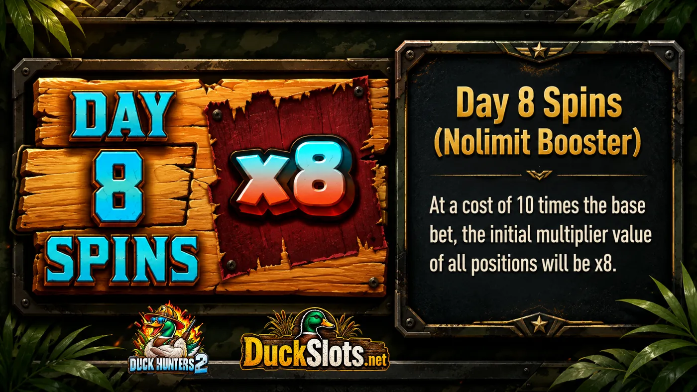 Duck Hunters 2 slot by Nolimit City — Day 8 Spins booster
