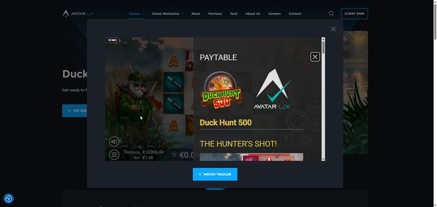 Duck Hunt 500 duck slot paytable with symbol payouts, part 1 by AvatarUX
