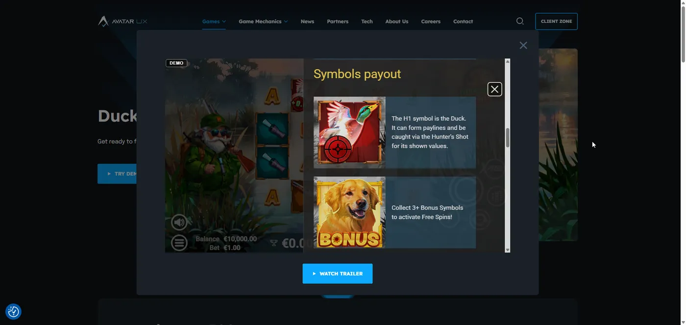 Duck Hunt 500 duck slot paytable with symbol payouts, part 4 by AvatarUX