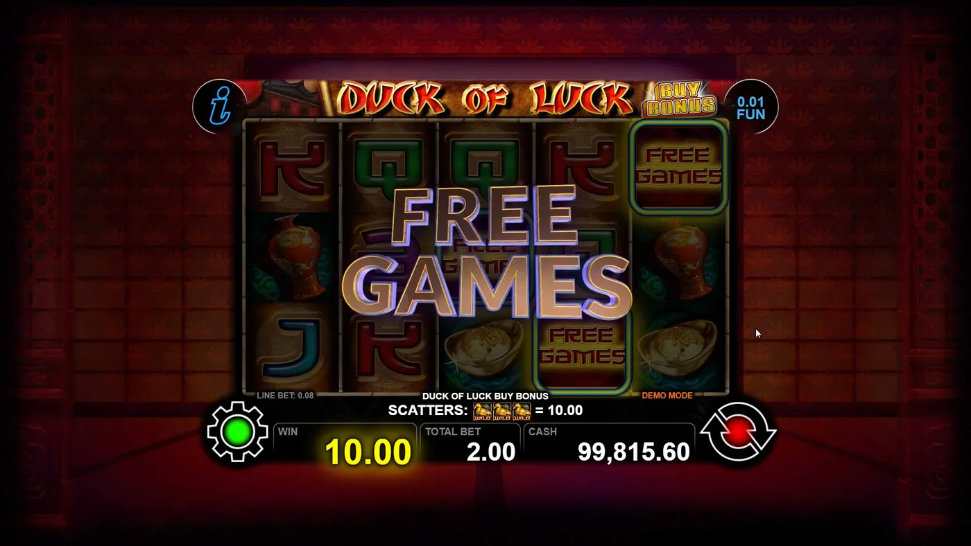 Duck of Luck duck slot bonus round in play by CT Interactive