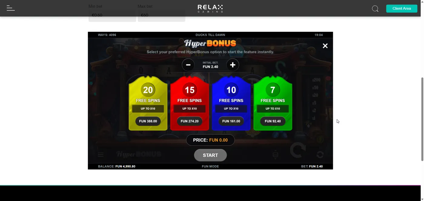 Ducks Till Dawn duck slot bonus round in play by Kalamba