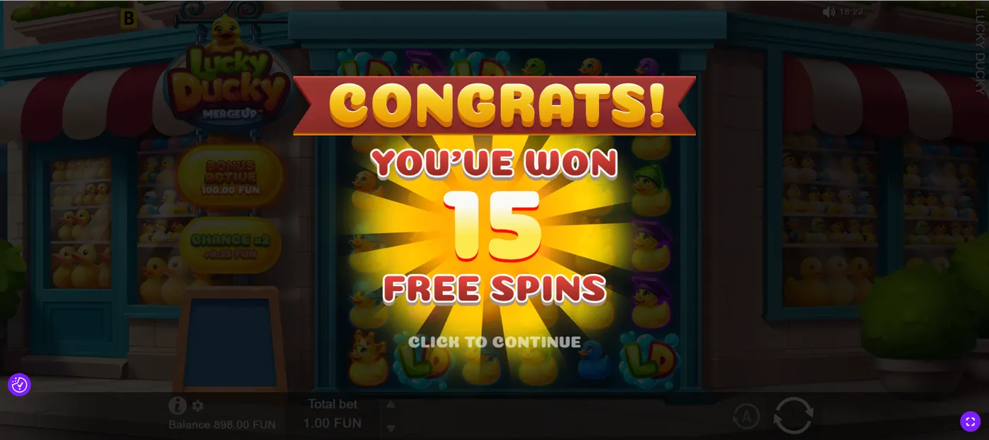 Lucky Ducky duck slot bonus round in play by BGaming