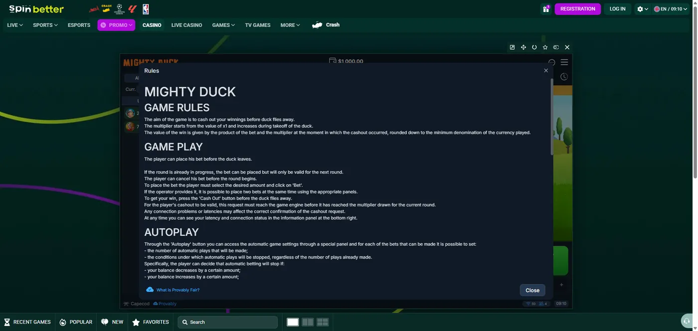 Mighty Duck duck slot paytable with symbol payouts by Capecod