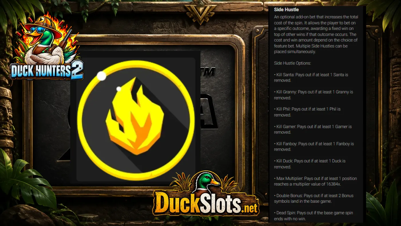 Duck Hunters 2 slot by Nolimit City — Side Hustle optional feature bets