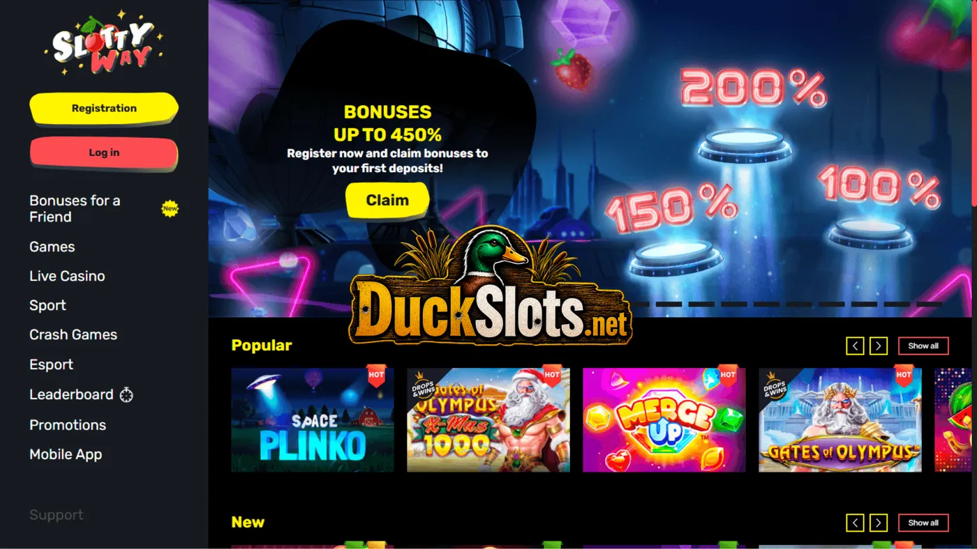 SlottyWay casino bonus and free spins page