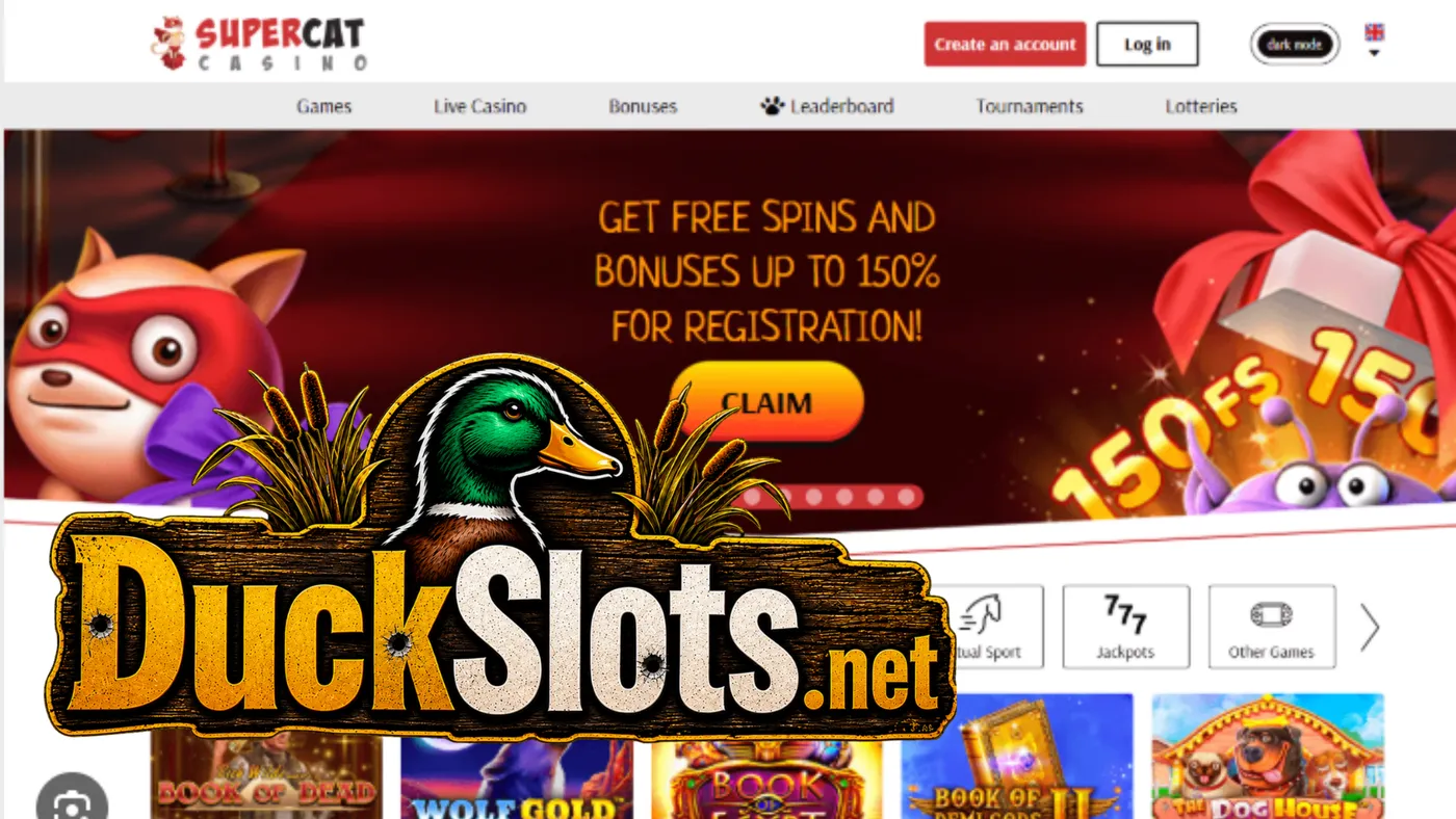 SuperCat casino bonus and free spins page