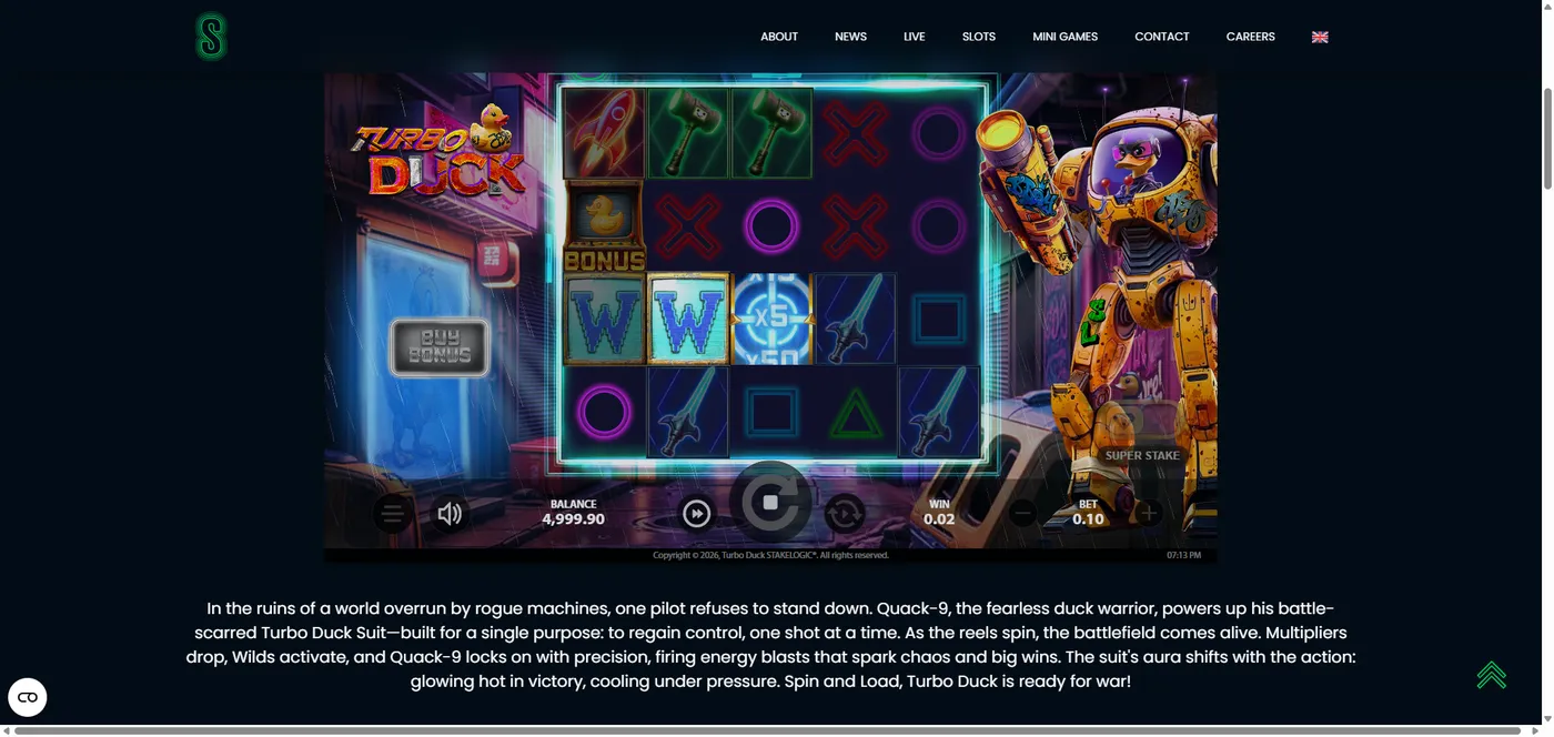 Turbo Duck duck slot base game by Stakelogic