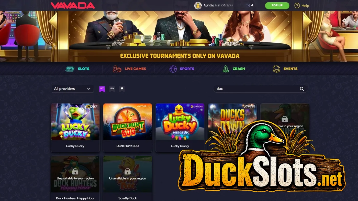 VAVADA casino lobby with slot games