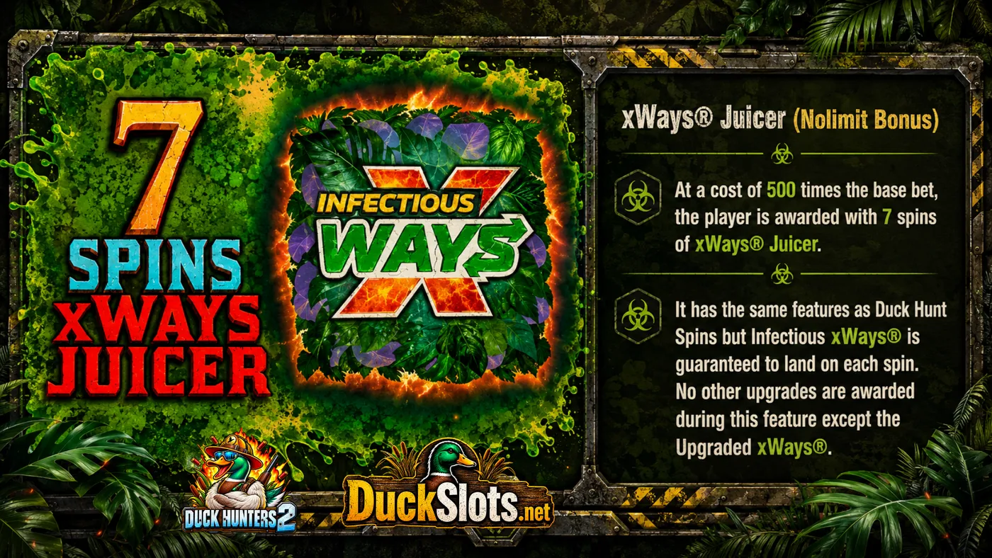 Duck Hunters 2 slot by Nolimit City — xWays Juicer bonus buy screen